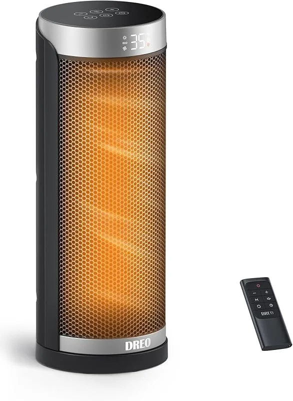 Dreo Calefactor Eléctrico 2000W para Dormitorio, Estufa Portátil de 16 Pulgadas con Oscilación de 70°, 3 Modos y 3 Velocidades, Temporizador Programable 12H, Silencioso y de Bajo Consumo Eficiente — Aquecimento
