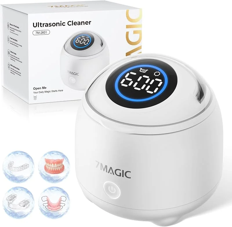 7MAGIC Limpador ultrassónico para tala dentária, 48 kHz, UV-C, branco — Humidificador