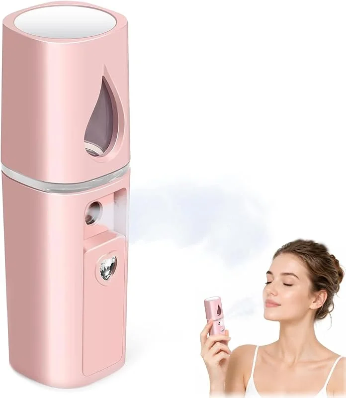 Nano Pulverizador facial recarregável, mini vaporizador portátil, névoa hidratante, cuidados com a pele, vaporizador de rosto, casa viagem, rosa — Humidificador