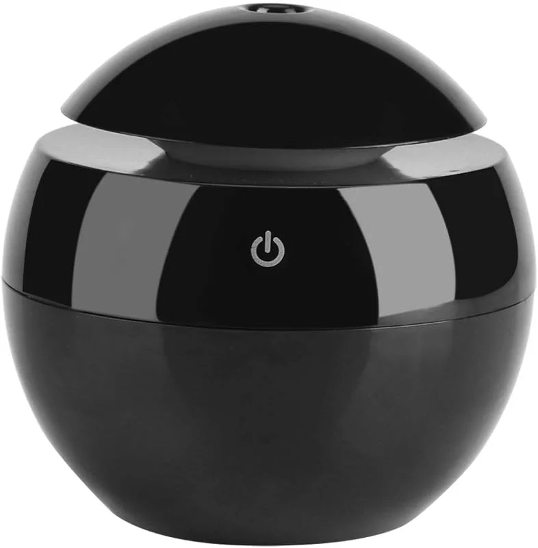 Tiiyee Humidificador Tátil LED, Difusor de Aromaterapia Aroma Grão Madeira Ultrassônico Essencial USB Difusor de Óleo Umidificadores de Ar Névoa Fria Purificador Fabricante Névoa (Preto)