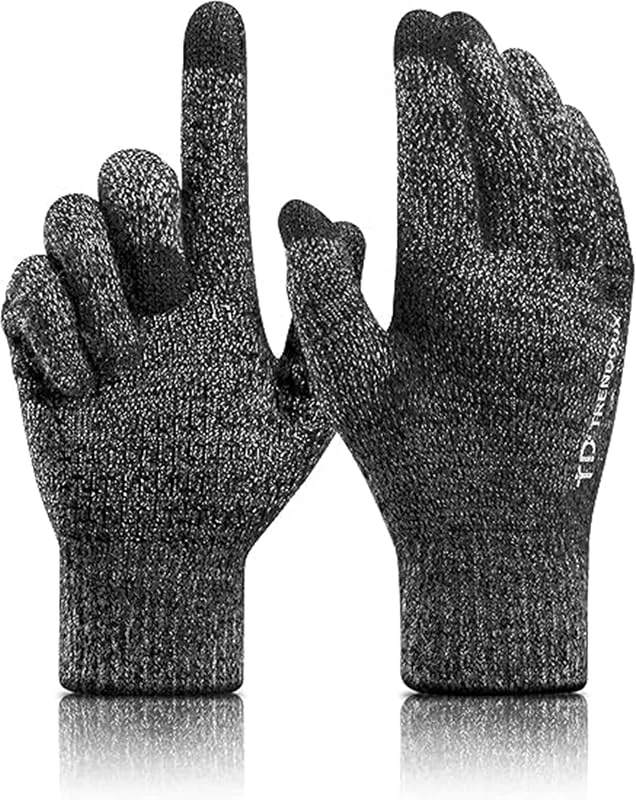TRENDOUX Luvas inverno homem mulher, luvas de luz lã material de malha tátil para ecrã tátil ciclismo, telemóvel condução carro mtb moto, corrida omp aquecidos térmicos bicicleta — Roupa aquecida