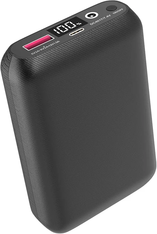 Colete aquecedor com bateria de 16000 mAh, banco de energia de carregamento rápido com ecrã LED e saída DC7, 4 V para casacos aquecidos, compatível com iPhone, iPad, Samsung. — Roupa aquecida